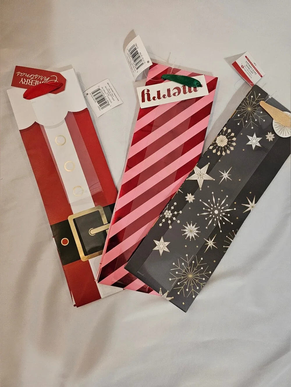 Holiday Wine Gift Bags Set - Pink, Red & Black Designs